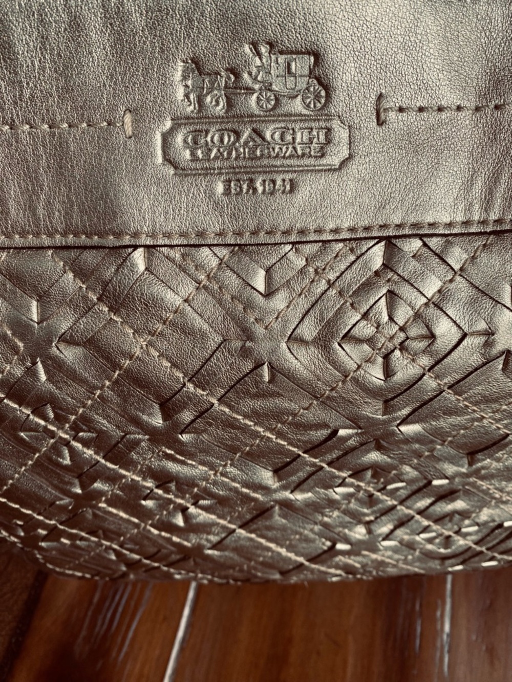 Coach Gold Woven Zoe Buckle Shoulder Bag - Picture 6 of 17